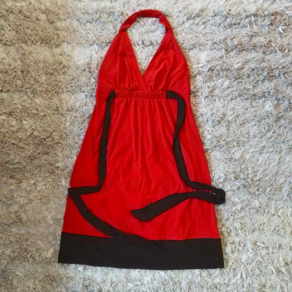 Bisou Bisou Nouvelle Couture Y2K Retro Halter Dress Custom Tailored Flouncy Hem